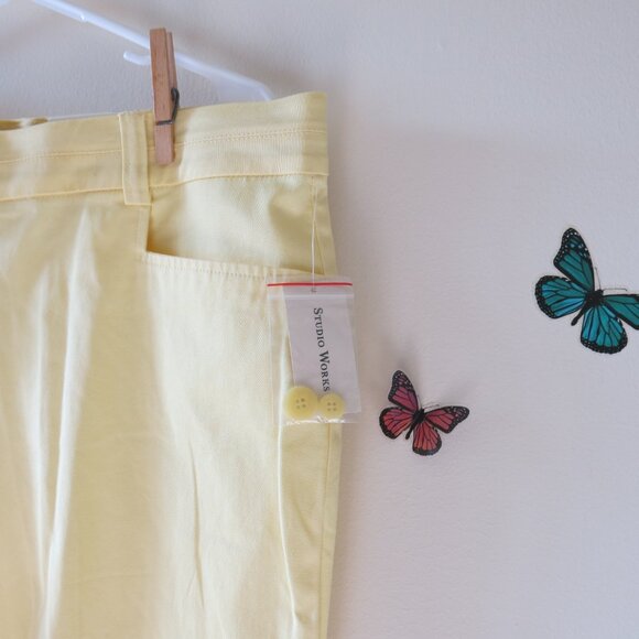 Studio Works Yellow Sunlight Cotton Capri Pants Size 16 - Picture 3 of 8